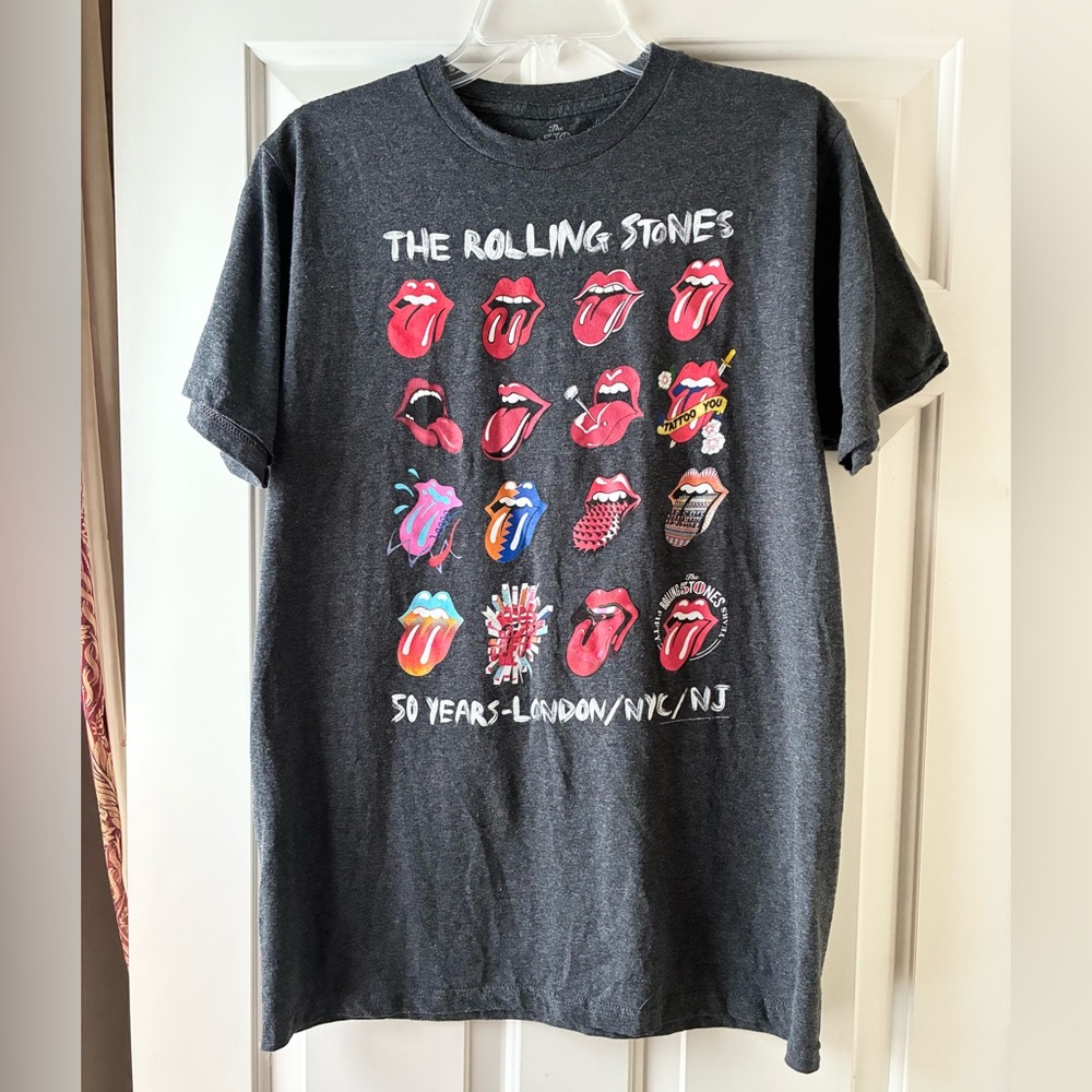 The Rolling Stones Adult Unisex T-Shirt with Graphics Dark Gray Size L